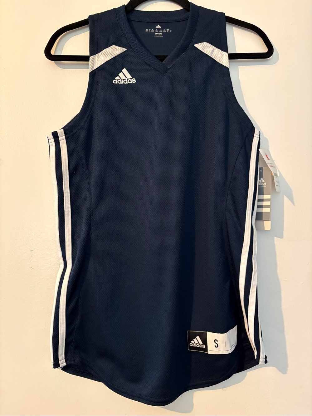 adidas Navy and White Womenβs Basketball Jersey